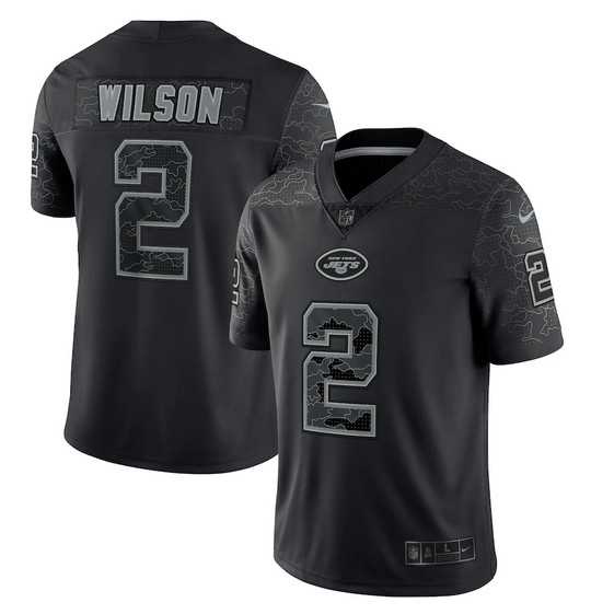 Mens New York Jets #2 Zach Wilson Black Reflective Limited Stitched Jersey Dyin